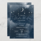 Quinceanera Einladung, Mond und Sterne Quinceañera Einladung (Vorne/Hinten)