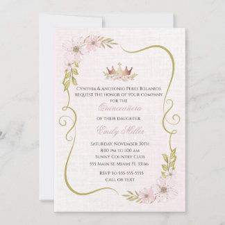 Quinceañera Einladung Prinzessin rot Rosa