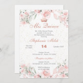 Quinceanera Einladung Rosa Blüte (Vorne/Hinten)
