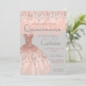 Quinceanera Einladung Rose Gold, 15. Geburtstag (Stehend Vorderseite)