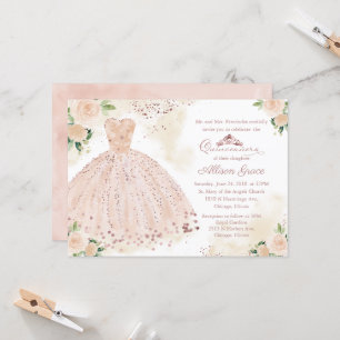 Quinceanera-Einladung Roségold Rosa Hauch von Rosa Einladung
