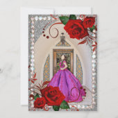 Quinceanera Einladung Rote Rose Glitzer Foto CSTM (Rückseite)