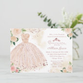 Quinceanera Einladung Spanisch Blush Rose Gold (Stehend Vorderseite)