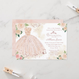 Quinceanera Einladung Spanisch Blush Rose Gold