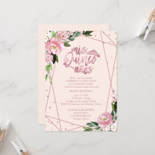 Quinceanera-Einladung Spanisch Rosé Rosen Gold Einladung