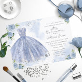 Quinceanera Einladung Spanisch Silver Blue Gown