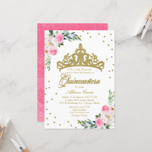 Quinceanera-Einladung Spanische Gold-Tiara Hot Pin