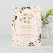 Quinceanera Einladung Spanischer Blush Gold Foil (Stehend Vorderseite)