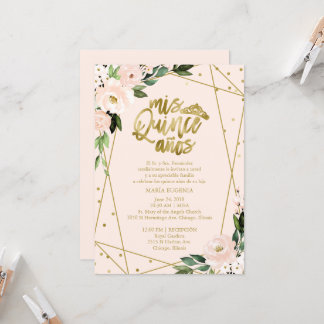 Quinceanera Einladung Spanischer Blush Gold Foil