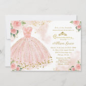 Quinceanera Einladung Spanischer Blush Gold Foil (Vorderseite)