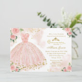 Quinceanera Einladung Spanischer Blush Gold Foil (Stehend Vorderseite)