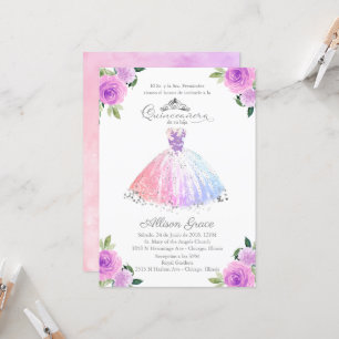 Quinceanera-Einladung Spanisches Pastellfarben Kle Einladung