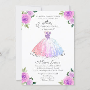 Quinceanera-Einladung Zweisprachig Pastellfarben Einladung