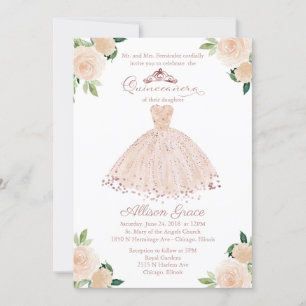 Quinceanera-Einladung Zweisprachig Rosa Schamröte  Einladung