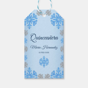 Quinceañera Eisblau Silber Winter Schneeflocke Geschenkanhänger