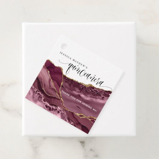 Quinceañera, Elegant Burgundy Red und Berry Agate Geschenkanhänger (Beispiel)