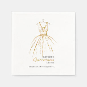 Quinceanera Elegant Gold Dress Script 15 Geburtsta Serviette
