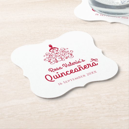 Quinceañera Elegant Red Untersetzer (angewinkelt)