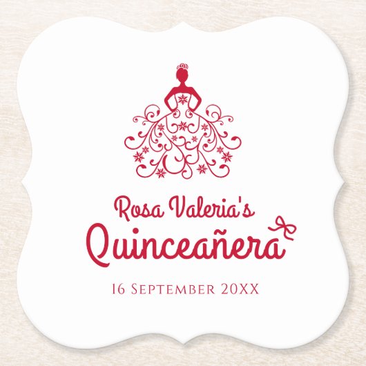 Quinceañera Elegant Red Untersetzer (Vorderseite)