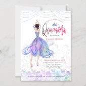 Quinceanera Elegante Blue Lilac Gown String Lights Magneteinladung (Vorderseite)