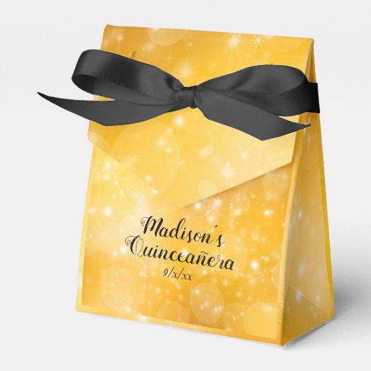 Quinceanera Elegante Gold, Sparkle Geschenkschachtel (Vorderseite)