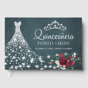 Quinceanera elegante Marinekleid Diamantenprinzess Gästebuch