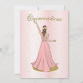 Quinceanera Elegante Rosa Gold Einladung (Rückseite)