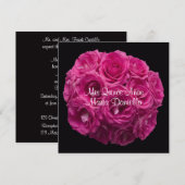 Quinceanera Elegante Rosa Rosa Bouquet Einladung (Vorne/Hinten)