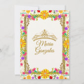 Quinceanera Elfenbeinfarbene Blume Geburtstag Einladung (Rückseite)