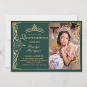 Quinceanera Emerald Beauty Quinceanera mit Foto Einladung (Vorderseite)