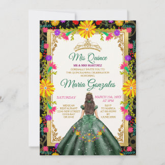 Quinceanera Emerald Green Blume Geburtstag Einladung