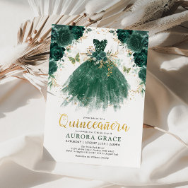 Quinceañera Emerald Green Blume Princess Birthday Einladung