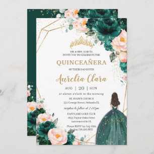 Quinceañera Emerald Green Blush Einladung