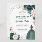 Quinceañera Emerald Green Blush Einladung (Vorderseite)