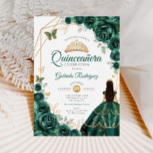 Quinceanera Emerald Green Dress Gold