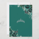 Quinceañera Emerald Green Floral Butterfliegen Tia Einladung (Rückseite)