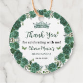 Quinceañera Emerald Green Floral Butterfliegen Tia Geschenkanhänger (Rückseite)
