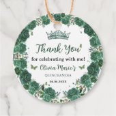 Quinceañera Emerald Green Floral Butterfliegen Tia Geschenkanhänger (Vorderseite)
