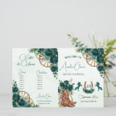 Quinceañera Emerald Green Floral Charro Programm (Stehend Vorderseite)
