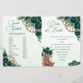 Quinceañera Emerald Green Floral Charro Programm (Rückseite)