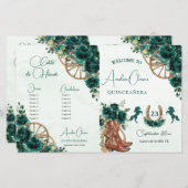 Quinceañera Emerald Green Floral Charro Programm (Vorne/Hinten)