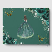 QUINCEAÑERA Emerald Green Floral Rose Princess Gästebuch (Rückseite)