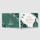 QUINCEAÑERA Emerald Green Floral Rose Princess Gästebuch (Voll)