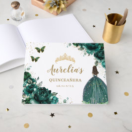 QUINCEAÑERA Emerald Green Floral Rose Princess Gästebuch