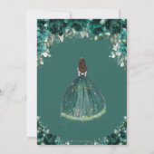Quinceañera Emerald Green Floral Tiara Princess Einladung (Rückseite)