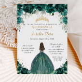 Quinceañera Emerald Green Floral Tiara Princess Einladung