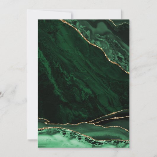 Quinceanera Emerald Green Gold Agate Marble Einladung (Rückseite)