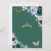 Quinceañera Emerald Green Lila Lilac Floral Einladung (Rückseite)