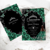 Quinceanera Emerald Green Silver Black Einladung