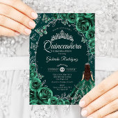 Quinceanera Emerald Green Silver Einladung